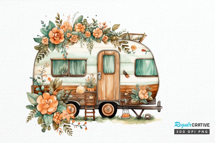 Watercolor Caravan Sublimation PNG Clipart