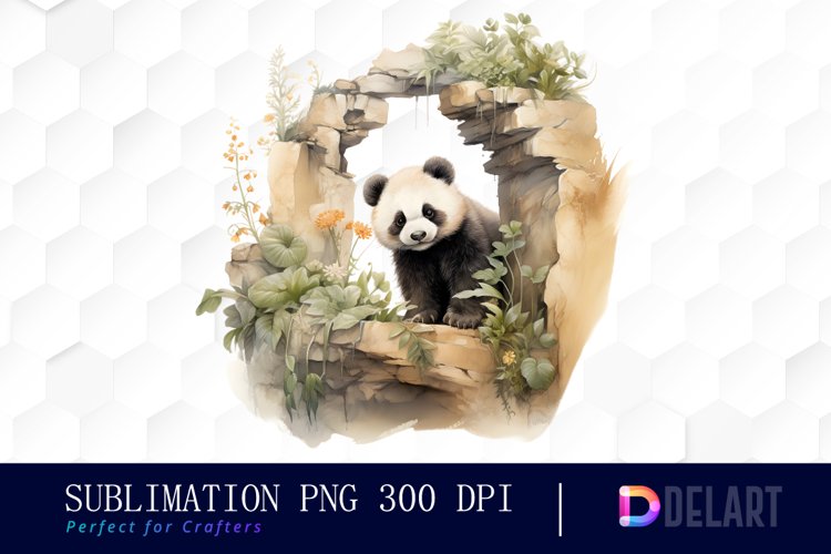 Watercolor Hiding Baby Panda Clipart