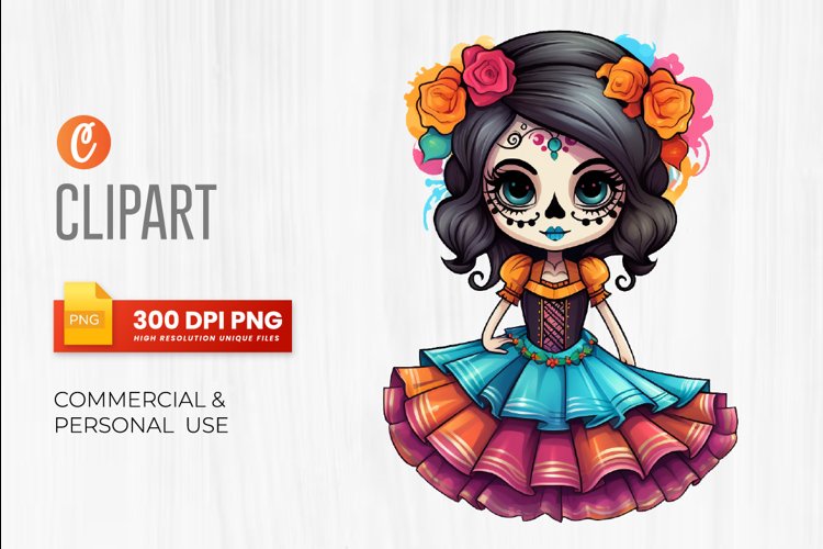 Cute dolls La Catrina Day of the dead Clipart Día (3170190)