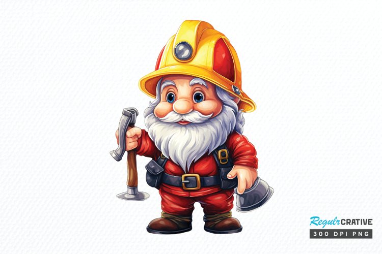 Funny Fireman Gnome Sublimation PNG Clipart