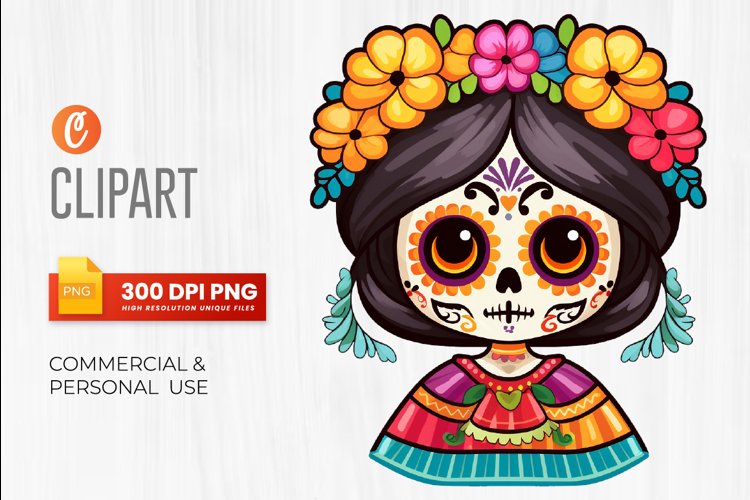 Cute dolls La Catrina Day of the dead Clipart Día (3170195)