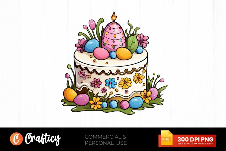Watercolor Easter Cake Clipart PNG
