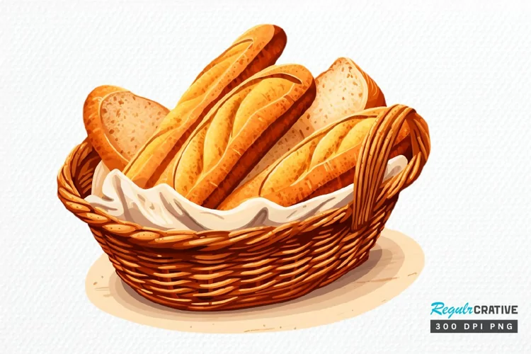 Bread Basket Watercolor Sublimation PNG Clipart