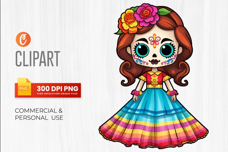 Cute dolls La Catrina Day of the dead Clipart Día (3170065)