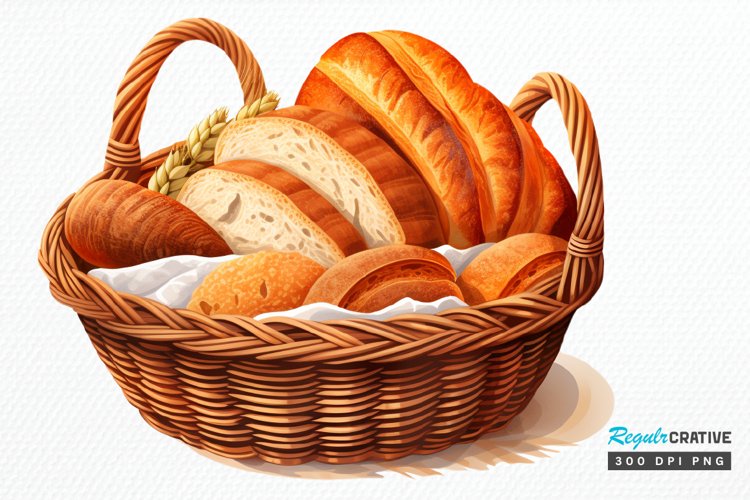 Bread Basket Watercolor Sublimation PNG Clipart