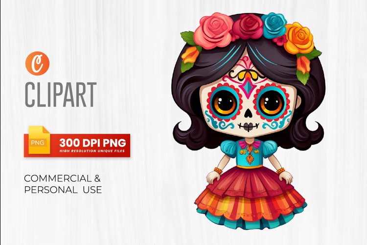 Cute dolls La Catrina Day of the dead Clipart Día (3170155)