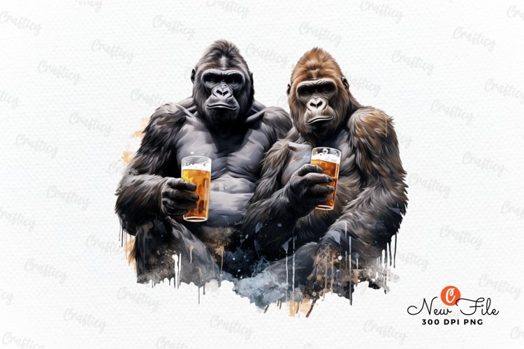 Gorillas Drinking Beer Clipart PNG (3088394)
