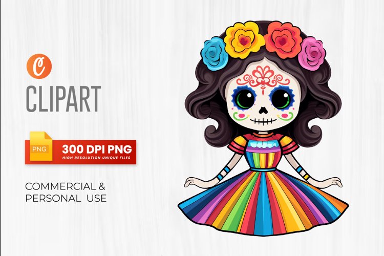 Cute dolls La Catrina Day of the dead Clipart Día (3170106)