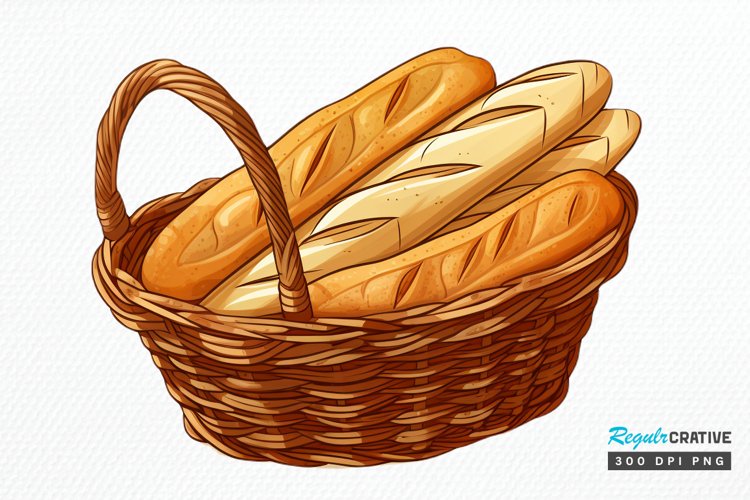 Bread Basket Watercolor Sublimation PNG Clipart example image 1