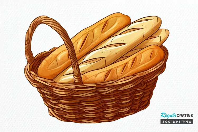 Bread Basket Watercolor Sublimation PNG Clipart