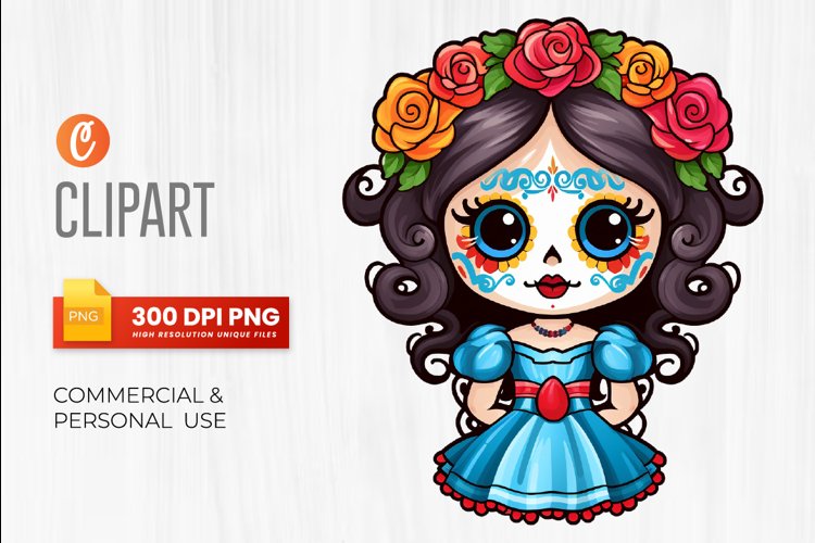 Cute dolls La Catrina Day of the dead Clipart Día (3170194)