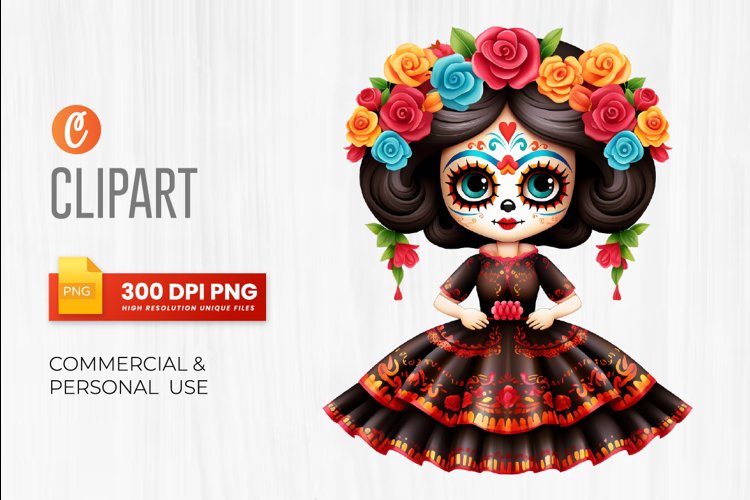 Cute dolls La Catrina Day of the dead Clipart Día (3170154)