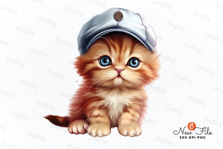 Baby Cat with Baseball Cap Clipart PNG (3108493)