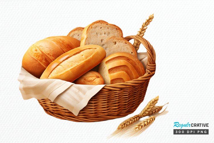 Bread Basket Watercolor Sublimation PNG Clipart example image 1