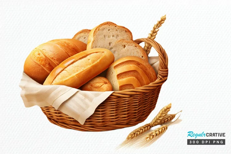 Bread Basket Watercolor Sublimation PNG Clipart