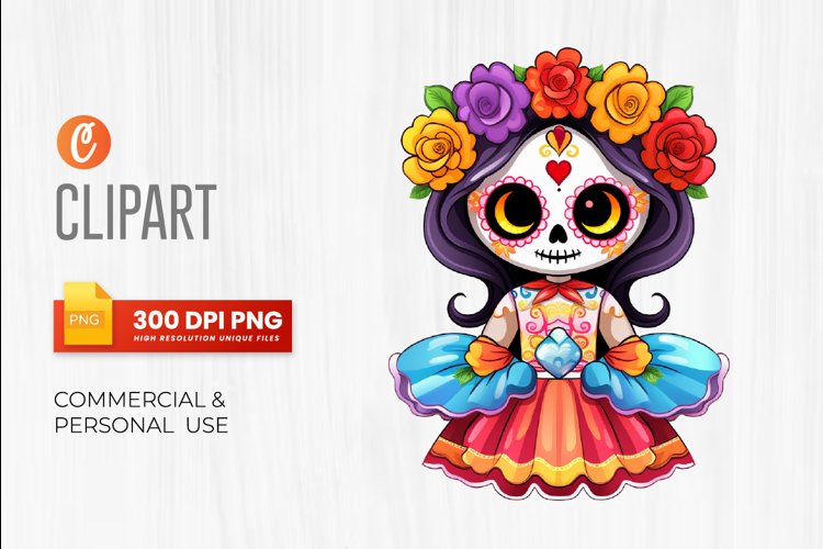 Cute dolls La Catrina Day of the dead Clipart Día (3170164)