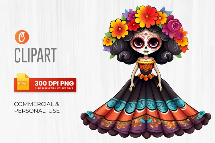 Cute dolls La Catrina Day of the dead Clipart Día (3170162)