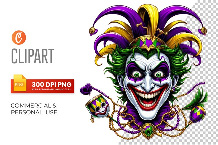 Mardi Gras Joker Clipart PNG (3136534)