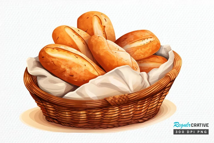 Bread Basket Watercolor Sublimation PNG Clipart