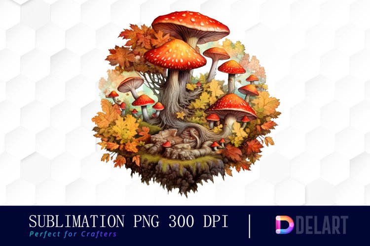 Watercolor Enchanted Forest with Autumn Leave PNG Clipart