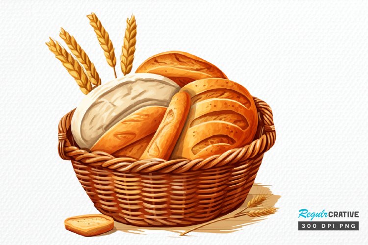 Bread Basket Watercolor Sublimation PNG Clipart example image 1
