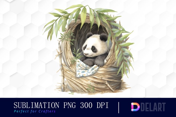 Watercolor Hiding Baby Panda Sublimation Art Clipart