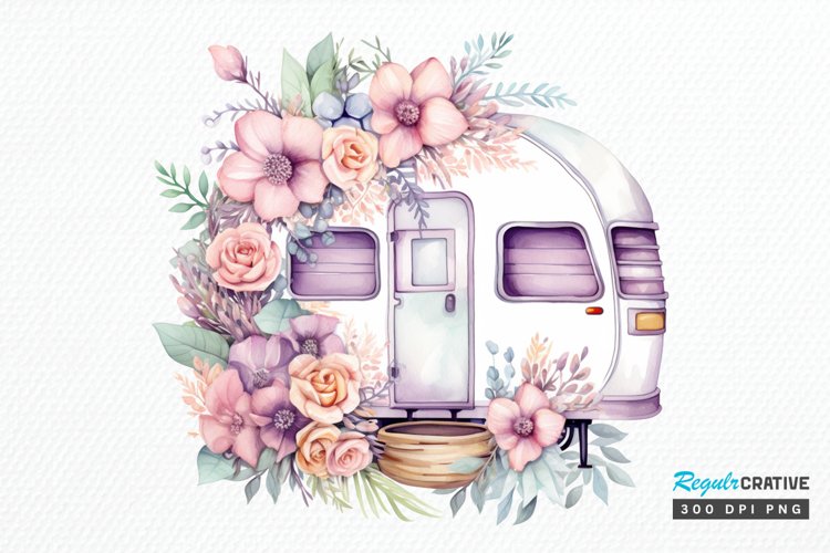 Watercolor Caravan Sublimation PNG Clipart