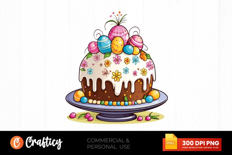 Watercolor Easter Cake Clipart PNG