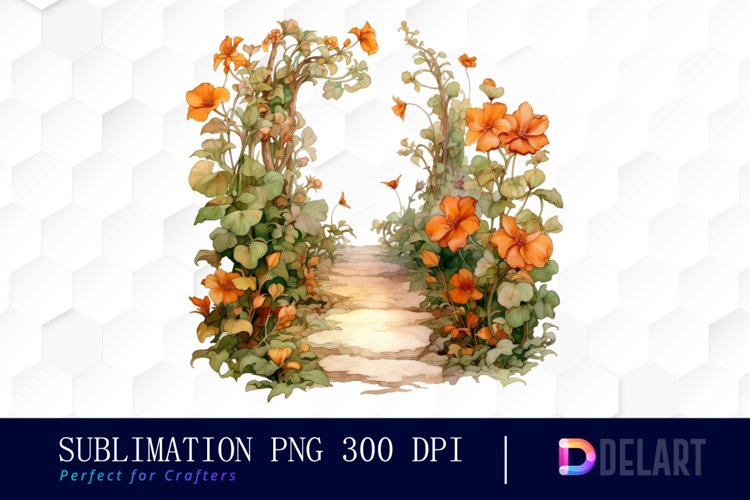 Watercolor Halloween Garden Path Sublimation Clipart