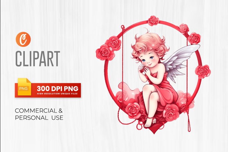 Watercolor Red Cupid clipart PNG (3183600)
