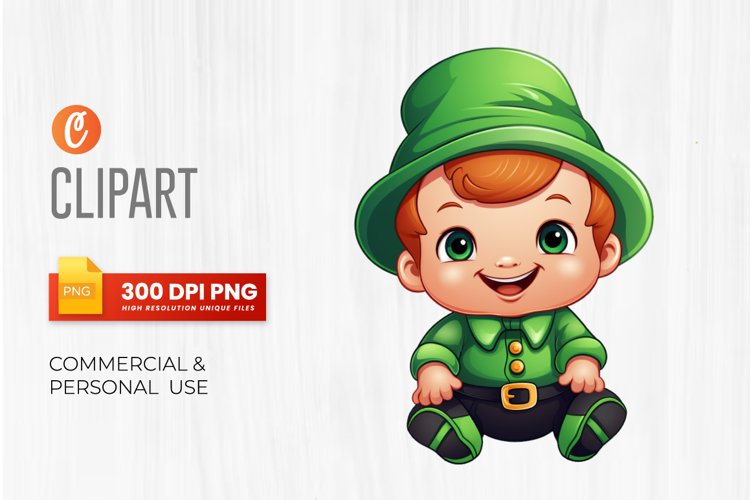 Smiling St. Patrick Baby Clipart PNG (3195885)