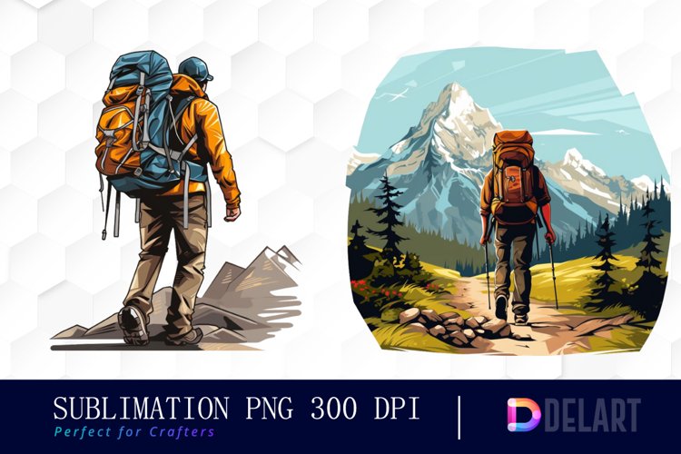 Hiking Watercolor Sublimation Art