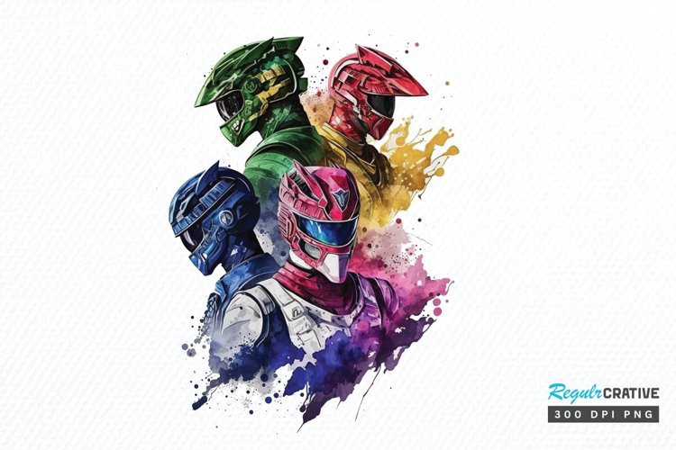 Watercolor Power Rangers PNG Clipart example image 1