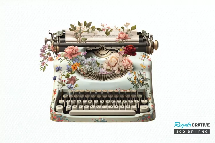 Watercolor Vintage Typewriter PNG Clipart