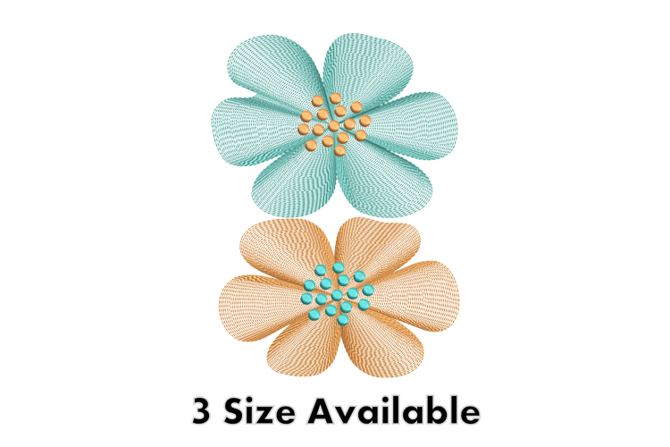 Two Layered 3D Floral Embroidery Design