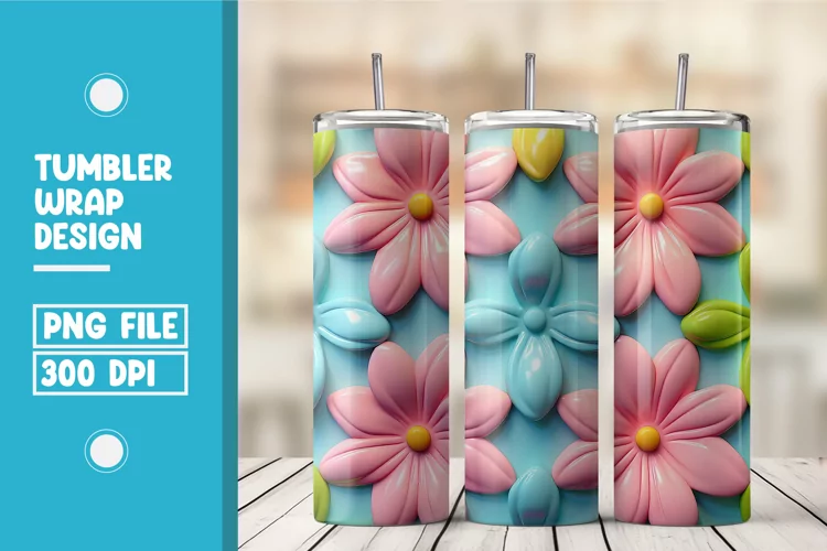 3d flower tumbler wrap sublimation