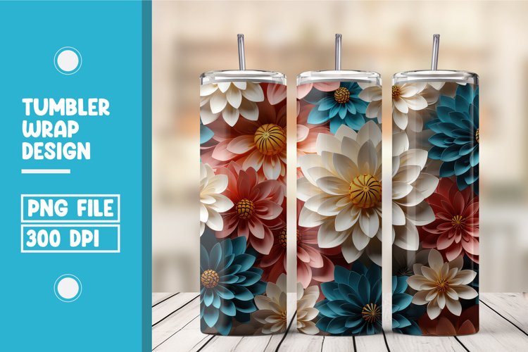 3d flower tumbler wrap sublimation