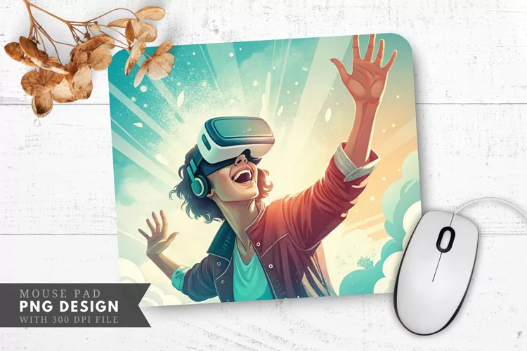 Joyful VR Experience Mouse Pad PNG Design