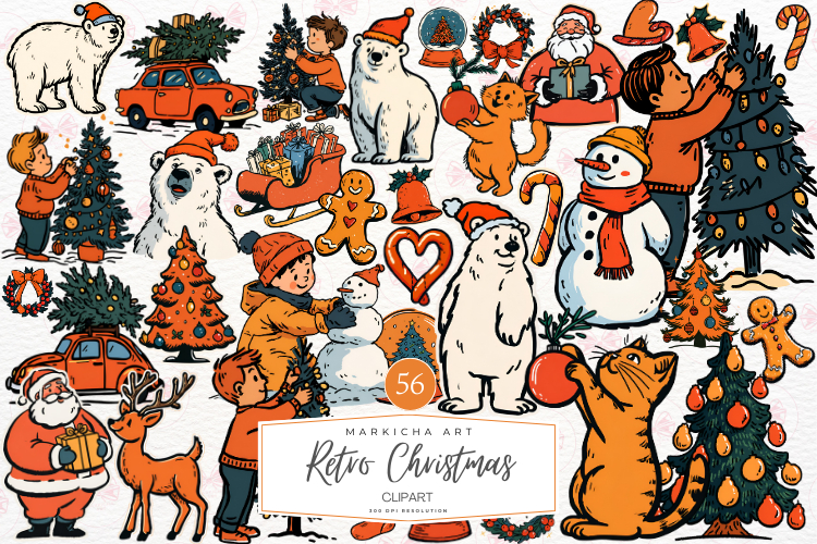 Retro Christmas Clipart