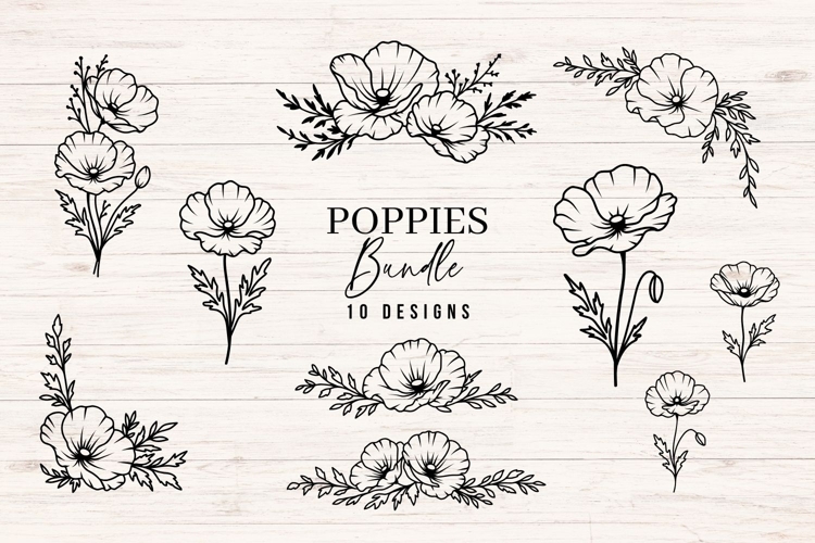 Poppies SVG Bundle | 10 Hand Drawn Floral Design