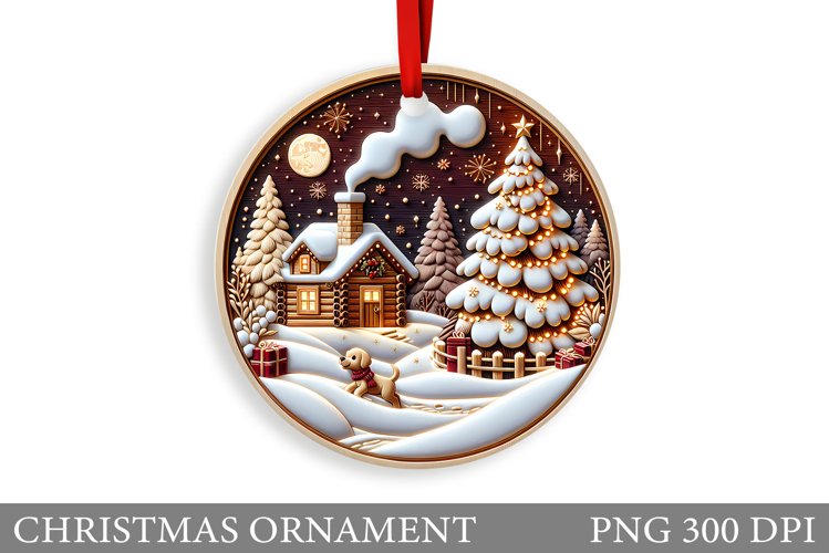 Cute Dog Christmas Ornament. Winter Dog Christmas Ornament