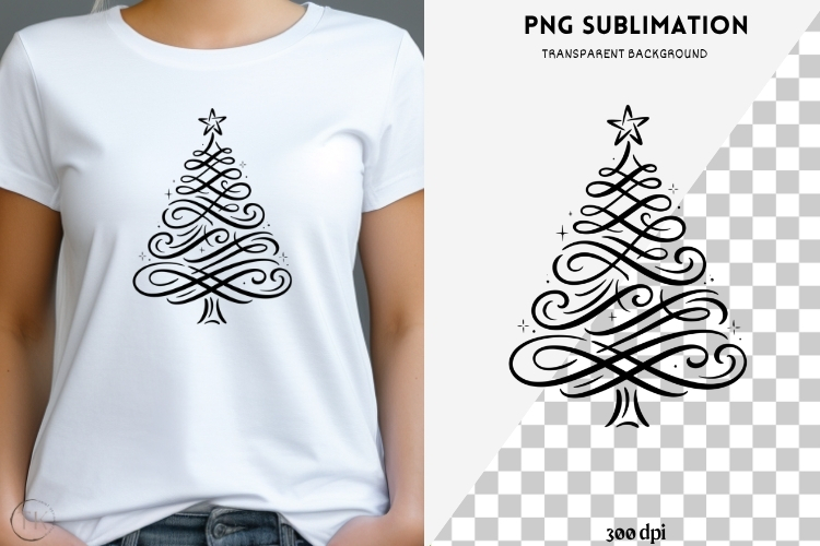 Christmas tree silhouette png design for T-shirts