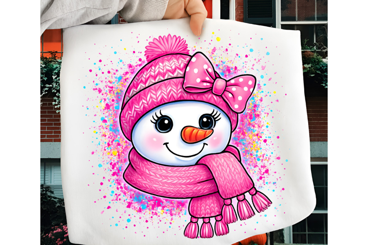 Pink Snowman PNG, Splatter Snowman PNG, Christmas PNG
