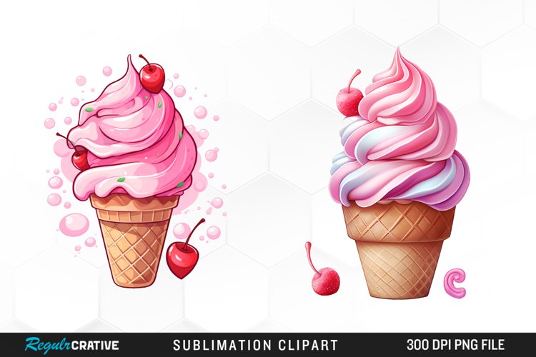 Watercolor Creams Cone PNG Clipart example image 1