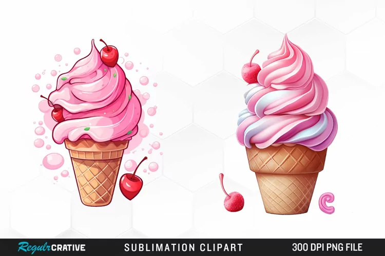Watercolor Creams Cone PNG Clipart