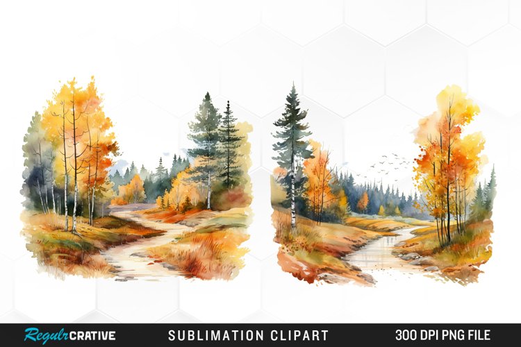Autumn Landscapes Clipart Set