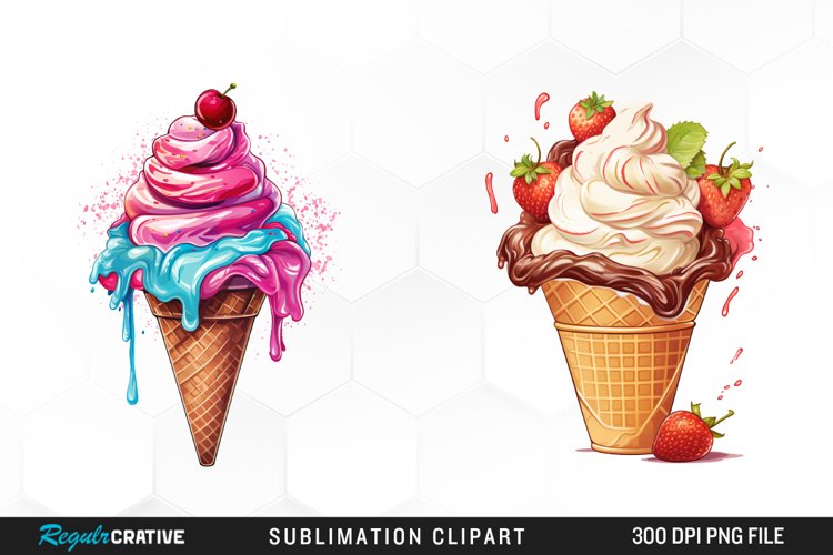 Watercolor Creams Cone PNG Clipart