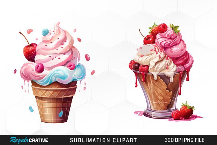 Watercolor Creams Cone PNG Clipart