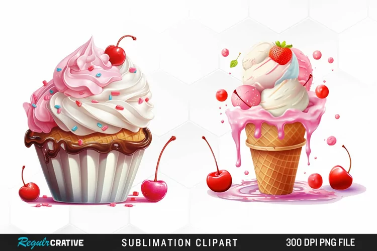 Watercolor Creams Cone PNG Clipart