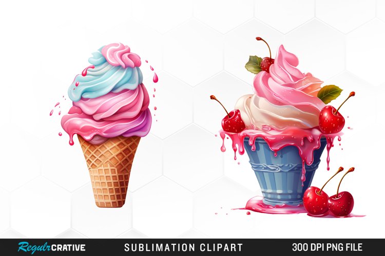Watercolor Creams Cone PNG Clipart